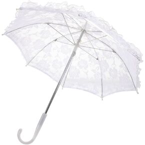 Gadpiparty Craft White Lace Decorative Umbrella Photography Scene Prop Umbrella Small Lace Umbrellas Vintage Parasol Umbrella for Stage Performance Photography, 92g