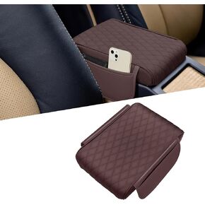 Arm Rest Cover for Car, Center Console Cover, Leather Auto Center Console Pad, Memory Foam Armrest Box with Storage Bag, Car Decor Interior Accessory Universal for Most Vehicle (Gray)