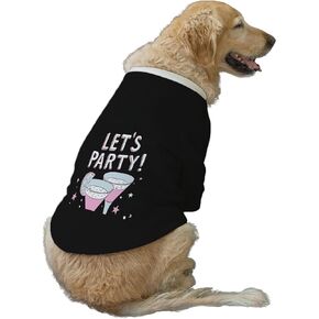Ruse- Let's Party Printed Round Neck Full Sleeves Technical Dog Jacket/Coat for Dog Clothes Winter Apparel Gift for Dogs/Black/XXL