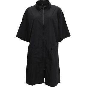 Pet Grooming Work Clothes, Static Pet Beautician Work Clothes Pet Jacket with Full Zipper, Pet Cosmetologist Clothes Beautician Bath Uniform (Black, Size XXL)
