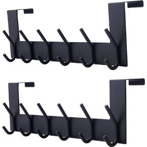 Dseap Over The Door Hook Hanger - 6 Hooks Over Door Coat Rack for Clothes Hat Towel, Antique Copper