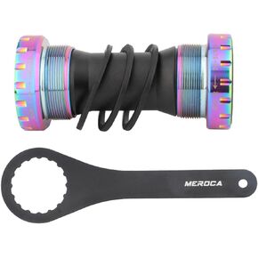 Threaded Bike Bottom Bracket, Black/Red/Blue/Purple/Green/Gold/Dazzle BB91 68/73mm MTB Integral Sealed Steel Bearing Bottom, Bracket for 22-24mm Spindle Crank