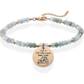 Melix Home Baby Yo-da Gifts Cute Mandalorian Natural Stone Bracelet Gift For Women Daughter Teen Girls Yo-da Stuff Bracelets