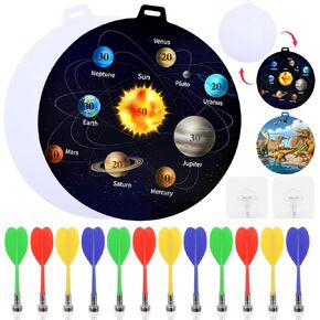 2PCS Double-Sided Sublimation Dart Board for Kids,9.9''Magnetic Dart Board with 12PCS Darts,Indoor/Outdoor Sport Fun Party Play Game Toys