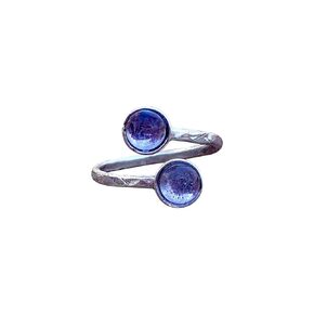 Recycled Early 1900's Purple Medicine Bottle Hammered Sterling Silver Bypass Ring