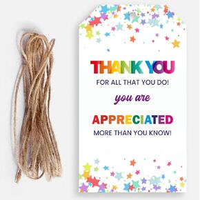 Employee Appreciation Gifts Gift Tags and Natural Jute twine Thank You Tags for Appreciation Gifts Birthday Tags, Thank You Gift Tags, Staff appreciation Thank You Tag Baby Shower Thank You Tags 25pcs