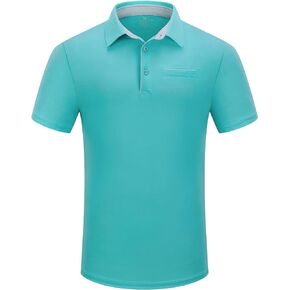 Mens Golf Shirt Short Sleeve Dry Fit Performance Moisture Wicking Rib Collared Golf Polo Shirts for Men