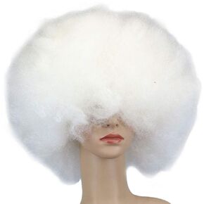 Biggest Afro Ever Wig Halloween Costume Accessories, White,Black, One Size (Rice White)