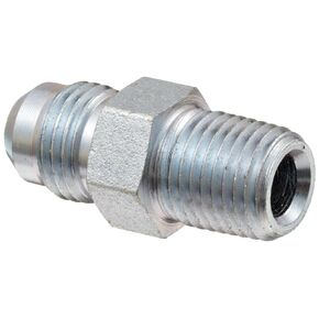 Dixon 2404-8-8 Zinc Plated Steel Hydraulic Fitting, Adapter, 3/4"-16 NPT Male JIC 37 Degree Flared x 1/2"-14 NPTF Male