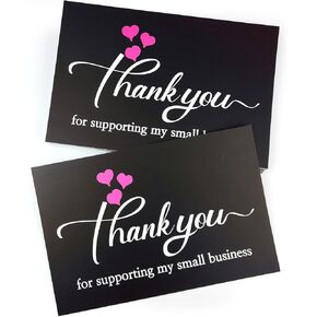 / 4×6 أسود شكرًا لك على دعم بطاقات العمل الصغيرة الخاصة بي، وردي شكرًا لدعم حشوات تغليف الأعمال الصغيرة (4 × 6 بوصات)-50 بطاقة in Kuwait