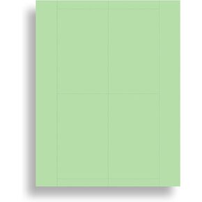 Plain Green Printable Index Cards 3x5 - Index Card Sheets for Inkjet & Laser Printers - Perforated cards 4 per page - 25 Sheets / 100 Index Cards