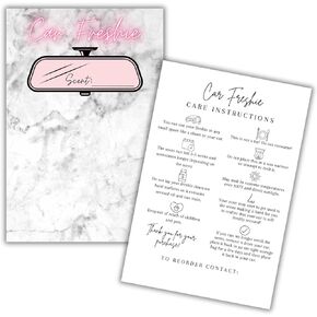 Car Freshie Insert Cards | 50 pk 4x6" Marble Modern Pink Neon, fits in 5x7" for Holographic Bags Freshie Scent Label Care Instruction Cardstock