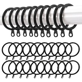 30 Packs of Metal Drapery Curtain Rings Hanging Rings for Curtains and Rods, Drape Sliding Eyelet Rings 30 mm Internal Diameter (Black)