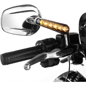 Mirrors Muscle Rear Mirror with LED Turn Signals Compatible with 1984-2024 Harley Sportster Dyna Softail Touring Street Glide Road King Road Glide Black