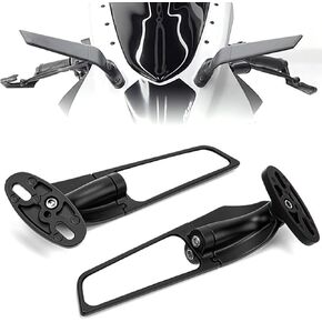 Racing Motorcycle Mirrors, Double Rotating Wing Rearview Mirror Fairing Side Black Compatible with Nin-ja 250 300 400 H2 H4 400 650 ZX10R ZX6R ZX 636