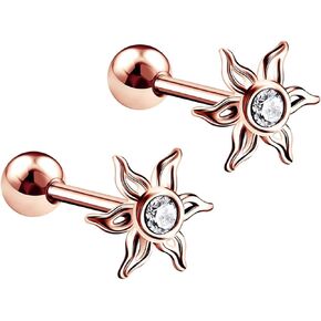 2PCS Sun Clear Crystal Ear Stud 16g 1/4 6mm Barbell Tragus Cartilage Helix Earrings Piercing Jewelry Choose Colors