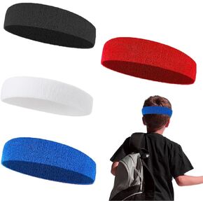 Kids Headbands, Soft Athletic Sports Sweatbands for Boys Girls (4 Pack)