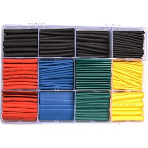600 pcs Heat Shrink Tubing 2:1 Wire Sleeve Electrical Wire Cable Wrap Assorted 5 Colors 8 Sizes In a Plastic Box