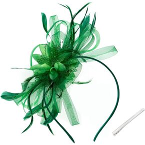 Women's Fascinators Feathers Mesh Ribbons Kentucky Derby Hat Tea Party Hats with Headband and Clip Fascinator Hat