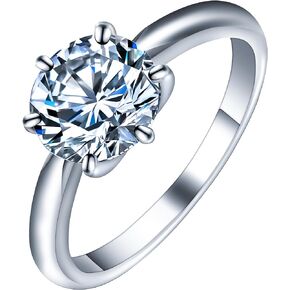 Jaxmoon Moissanite Solitaire Engagement Ring for Women's Promise Rings 3-5 CT D Color VVS1 Clarity, 925 Sterling Silver with 18K Gold Plated 6-claw Moissanite Rings for Women Gift