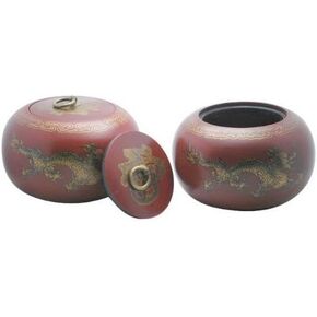 Pair Of 2 Go Game Stones Jujube Bowls Dragon Design