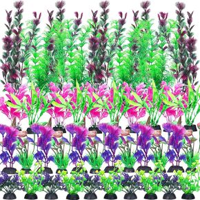 80 Pcs Aquarium Plants Fish Tank Decorations Colorful Artificial Plant Plastic Fake Green Plant for Household Office Aquarium Simulation Accessories, Small to Large (1.97" to 11.81")