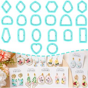 TAINSKY Polymer Clay Cutters - 22 Shapes Frame Clay Cutters, Boho Polymer Clay Cutters for Earrings Jewelry Making, Window Clay Cutters for Polymer Clay Jewelry. (Style-A)