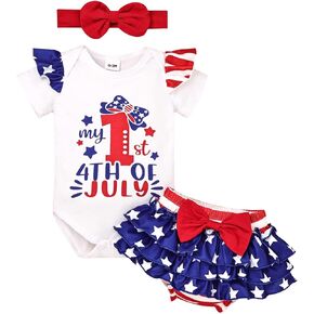 My Fisrt 4th of July Outfit Newborn Infant Baby Girl 4th of July Outfits Girl Clothes Cute American Flag Skirt Set