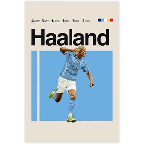 QEWRT Erling Haaland Poster Soccer Picture Canvas Bedroom Wall Decor Print Picture Office Dorm Room Decor Gifts Frame:12x18inch(30x45cm)