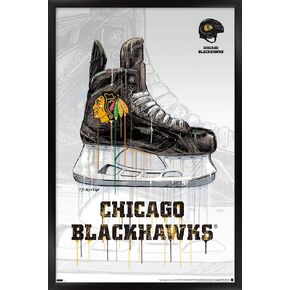 Trends International NHL Chicago Blackhawks - Drip Skate 21 Wall Poster, 14.725" x 22.375", Black Framed Version