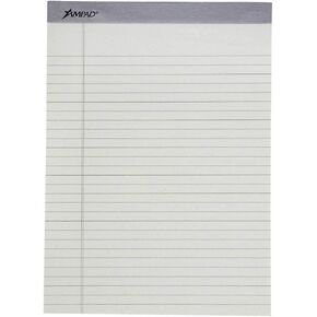 Ampad Evidence Pastel Perforated Pad, Size 8-1/2 x 11-3/4, Assorted ( Blue, Gray, Orchid), Legal Ruling, 50 Sheets per Pad, 6 Pack (20-602R)