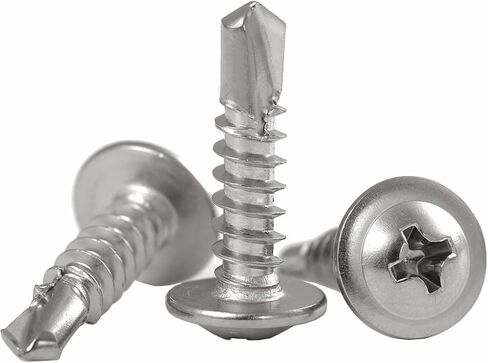 200 قطعة #8×1 بوصة براغي ذاتية التنصت باللون الفضي، 410 براغي معدنية من صفائح الفولاذ المقاوم للصدأ، براغي سريعة برأس تروس، مادة عالية القوة للبلاستيك المعدني والخشب in Kuwait