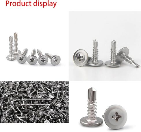 200 قطعة #8×1 بوصة براغي ذاتية التنصت باللون الفضي، 410 براغي معدنية من صفائح الفولاذ المقاوم للصدأ، براغي سريعة برأس تروس، مادة عالية القوة للبلاستيك المعدني والخشب in Kuwait