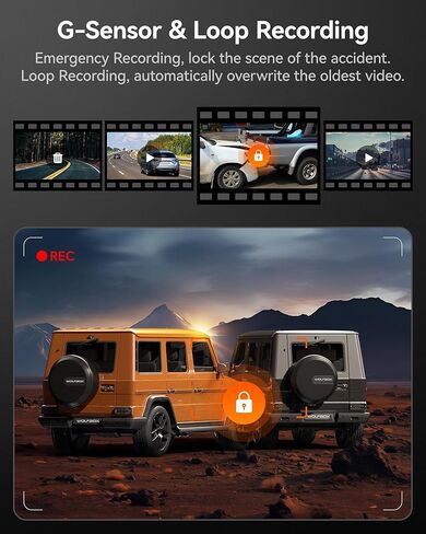 كاميرا داش WOLFBOX 4K أمامية وخلفية، واي فاي UHD 2160P/1080P كاميرا داش صغيرة للسيارات، بطاقة 32 جيجا مجانية، نظام تحديد المواقع المدمج، WDR، رؤية ليلية، وضع انتظار 24 ساعة، مستشعر G، تسجيل حلقة، يدعم 256 جيجابايت كحد أقصى in Kuwait