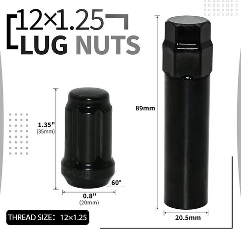 1/2-20 Lug Nuts, 20PCS Chrome 1.35" Tall Hex Trailer Lug Nuts, 60 Degree Conical Cone Seat with Socket Key, Wheel Lugnuts Compatible with Cherokee Commander Comanche Liberty TJ XJ ZJ CJ5 in Saudi Arabia