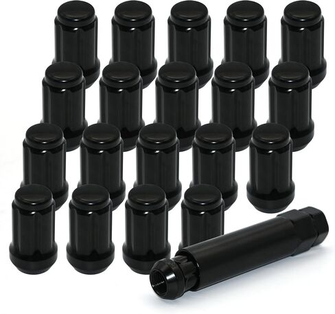 1/2-20 Lug Nuts, 20PCS Chrome 1.35" Tall Hex Trailer Lug Nuts, 60 Degree Conical Cone Seat with Socket Key, Wheel Lugnuts Compatible with Cherokee Commander Comanche Liberty TJ XJ ZJ CJ5 in Saudi Arabia