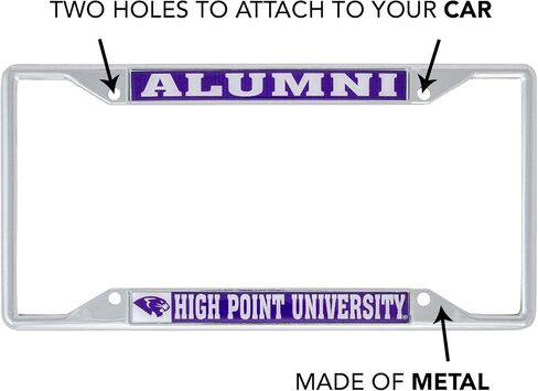 إطار لوحة ترخيص معدني من Desert Cactus High Point University HPU Panthers للجزء الأمامي أو الخلفي من السيارة مرخص رسميًا (الخريجين) in Saudi Arabia