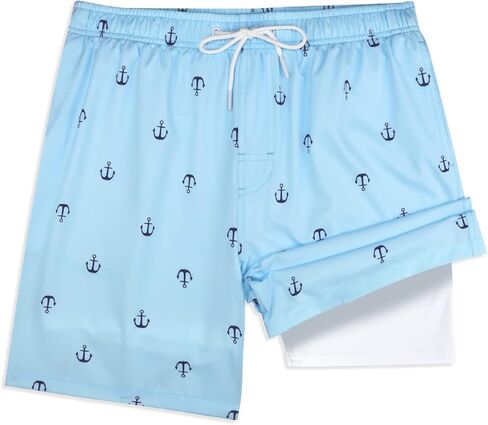 سروال سباحة مبطن للرجال من بوكسر قصير مبطن للرجال للسباحة وبطانة مضادة للغضب مقاس 7 بوصات مقاس مرساة أزرق متوسط in Kuwait