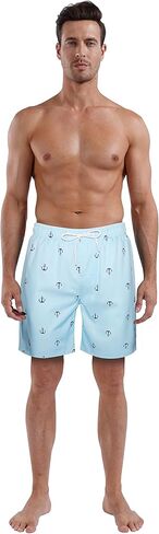 سروال سباحة مبطن للرجال من بوكسر قصير مبطن للرجال للسباحة وبطانة مضادة للغضب مقاس 7 بوصات مقاس مرساة أزرق متوسط in Kuwait