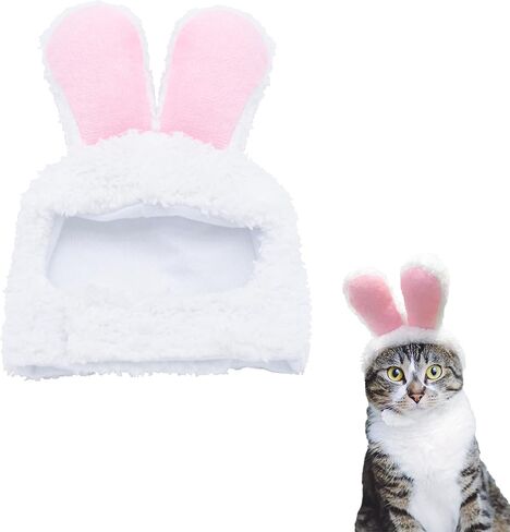 قبعة أرنب زي القطة مع أذنين للقطط والكلاب الصغيرة - إكسسوار مثالي لزي عيد الفصح للحيوانات الأليفة in Kuwait