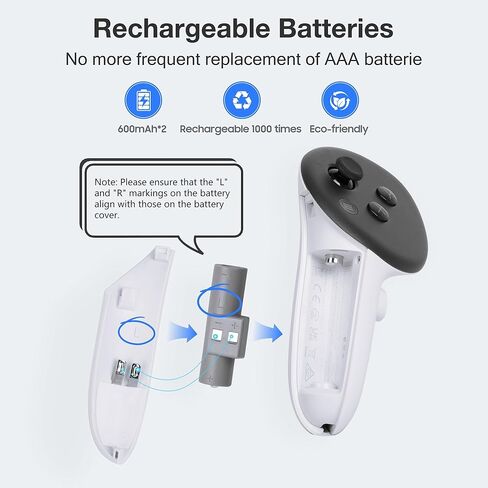 قاعدة شحن Kuject لـ Quest 3، محطة شحن 2 في 1 مع حامل سطح المكتب وأوضاع التثبيت على الحائط لسماعات الواقع الافتراضي وأجهزة التحكم، وملحقات حامل الشحن مع بطاريات قابلة لإعادة الشحن in Kuwait