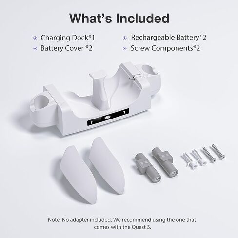 قاعدة شحن Kuject لـ Quest 3، محطة شحن 2 في 1 مع حامل سطح المكتب وأوضاع التثبيت على الحائط لسماعات الواقع الافتراضي وأجهزة التحكم، وملحقات حامل الشحن مع بطاريات قابلة لإعادة الشحن in Kuwait