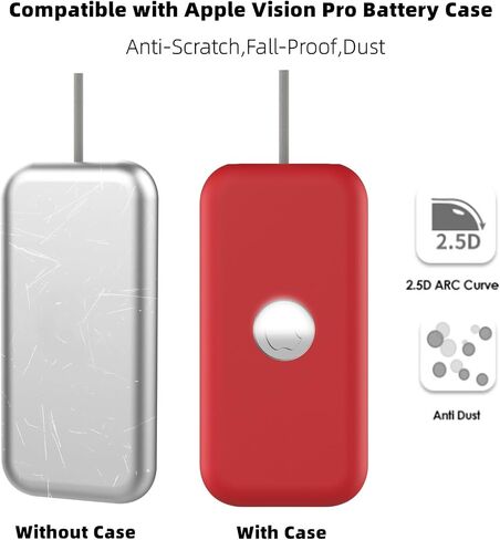 Soft Silicone Case Cover Compatible with Apple Vision Pro Battery Case Apple VR Vision Pro Battery Protective Case Cover Anti-Scratch Fall-Proof Case for Apple Vision Pro Battery Accessories (Red) in Saudi Arabia