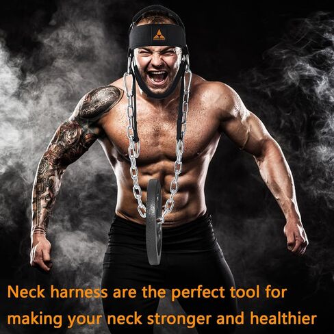 حزام الرقبة لتدريب رفع الأثقال، جهاز تمرين الرقبة مع جهاز بناء رقبة مبطن 5 مم وسلسلة فولاذية شديدة التحمل قابلة للتعديل مقاس 32 بوصة، معدات تدريب الرقبة لنمو العضلات وتدريب القوة in Kuwait