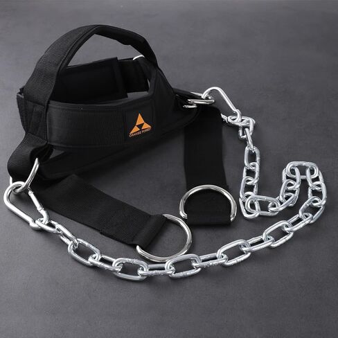 حزام الرقبة لتدريب رفع الأثقال، جهاز تمرين الرقبة مع جهاز بناء رقبة مبطن 5 مم وسلسلة فولاذية شديدة التحمل قابلة للتعديل مقاس 32 بوصة، معدات تدريب الرقبة لنمو العضلات وتدريب القوة in Kuwait