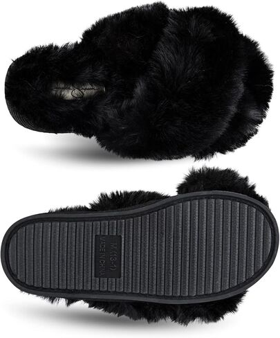 Jessica Simpson Girl's Plush Faux Fur Slip on House Slippers with Memory Foam in Saudi Arabia