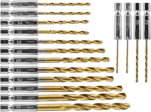 مجموعة لقم مثقاب سداسية عرقوب 16 قطعة، مجموعة لقم مثقاب ملتوية من التيتانيوم، لقم مثقاب فولاذية عالية السرعة، مجموعة لقمة مثقاب سريعة التغيير، لقم حفر ملتوية من الخشب للصلب والمعادن والبلاستيك (1/16-3/8 بوصة) in Kuwait