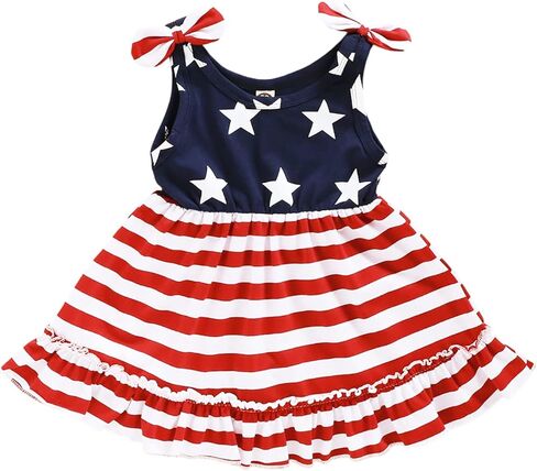 فستان LYSMuch للفتيات الصغيرات في الرابع من يوليو، فستان عيد الاستقلال للأطفال، ملابس وطنية بعلم أمريكي in Kuwait