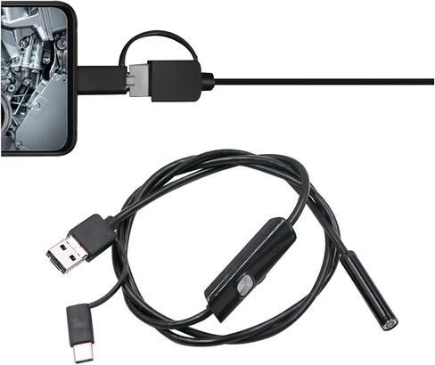 1 قطعة كاميرا فحص الثعبان USB، 8 مم من النوع C USB Borescope، IP67 كاميرا فحص Borescope HD عالية الدقة مع كابل 3.28 قدم و6 مصابيح LED قابلة للتعديل لأجهزة الكمبيوتر التي تعمل بنظام Android Windows (أسود) in Saudi Arabia