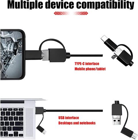 1 قطعة كاميرا فحص الثعبان USB، 8 مم من النوع C USB Borescope، IP67 كاميرا فحص Borescope HD عالية الدقة مع كابل 3.28 قدم و6 مصابيح LED قابلة للتعديل لأجهزة الكمبيوتر التي تعمل بنظام Android Windows (أسود) in Saudi Arabia